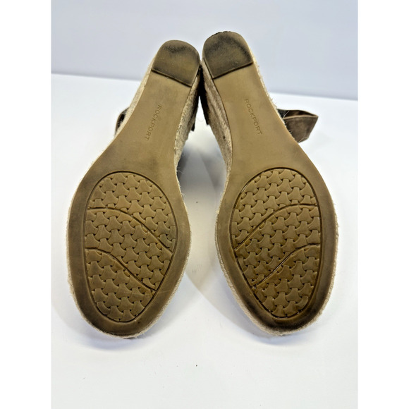 Rockport Marah Taupe Wedge Sandals Women's Size 7 Peep Toe Adjustable Cushioned - Picture 7 of 8